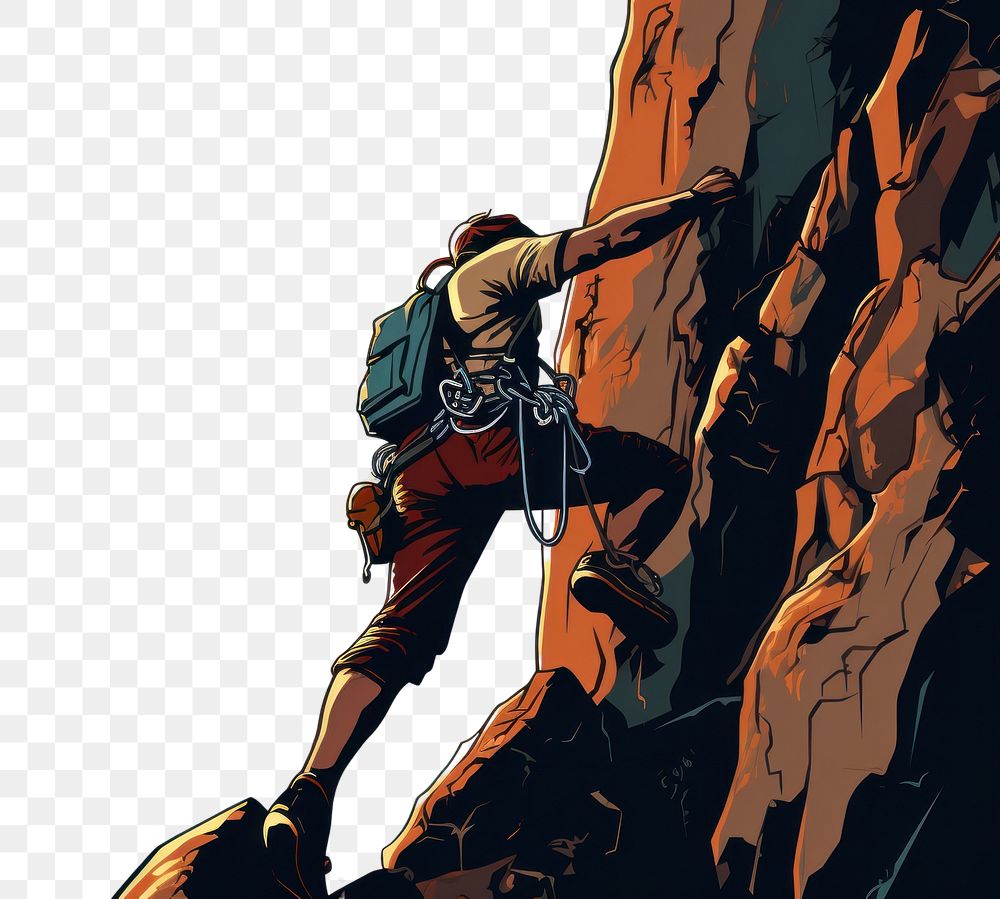 PNG  Rock climbing adventure outdoors comics. AI generated Image by rawpixel.