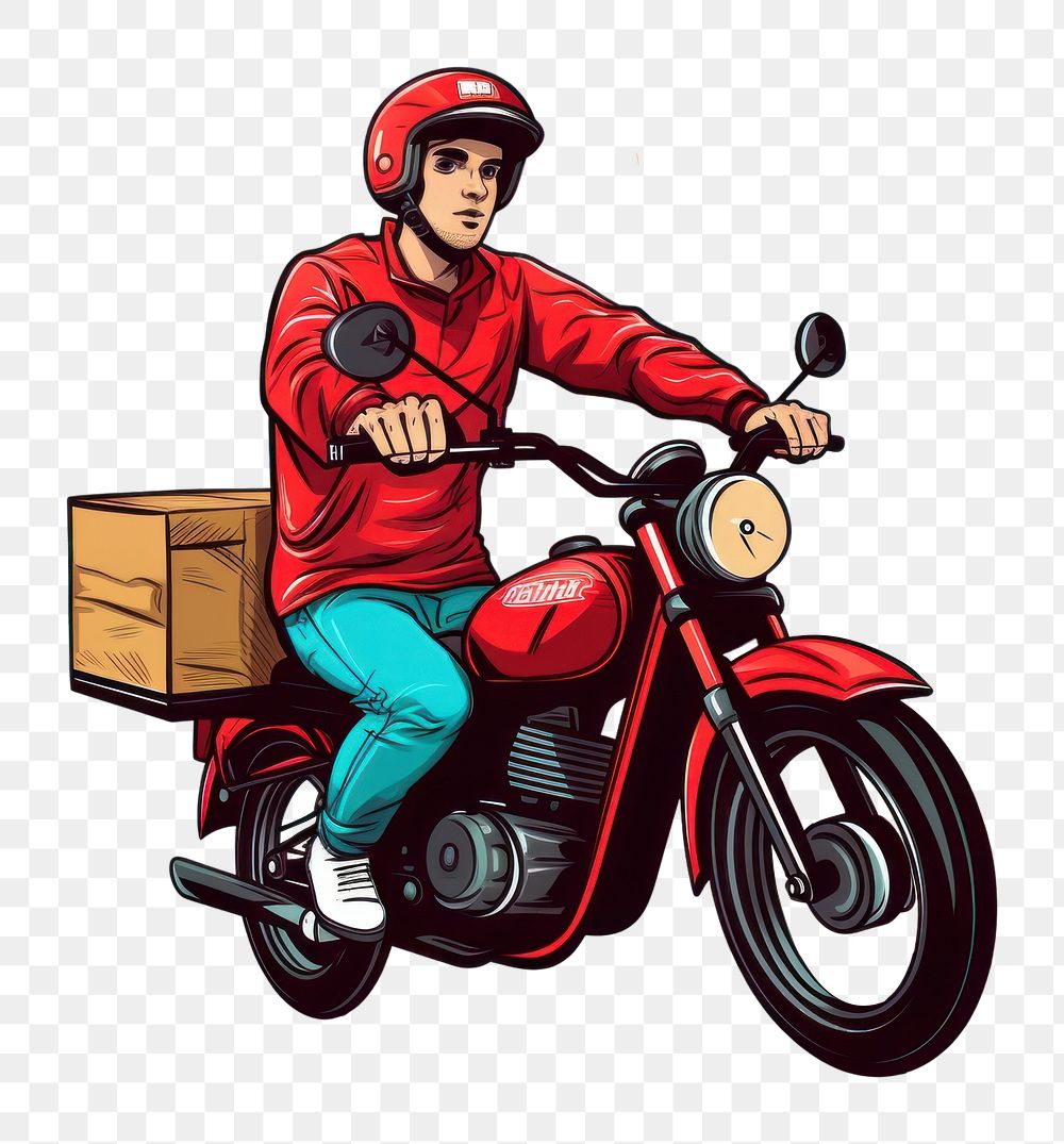 PNG  Delivery man motorcycle vehicle helmet. AI generated Image by rawpixel.