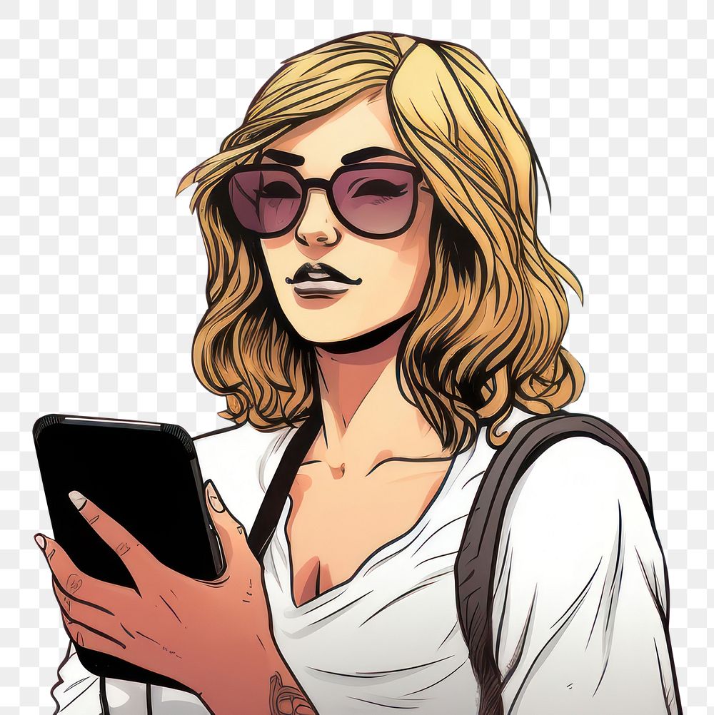 PNG  Social media comics glasses adult. AI generated Image by rawpixel.