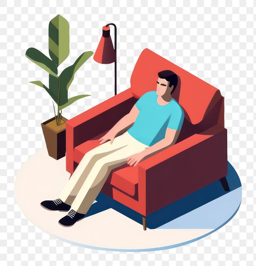 PNG Simple relaxing man isolated furniture armchair adult. AI generated Image by rawpixel.