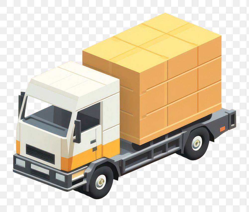 PNG Simple cargo truck isolated cardboard vehicle box. AI generated Image by rawpixel.