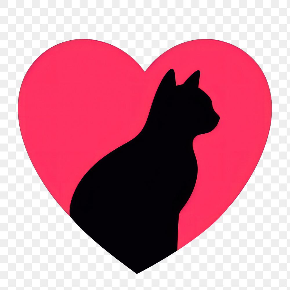 PNG Cat in heart silhouette animal mammal. AI generated Image by rawpixel.