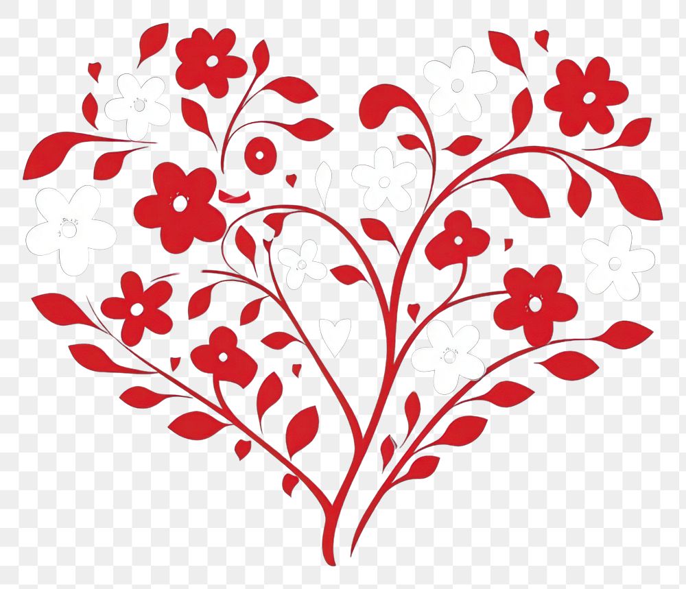 PNG Heart with flowers pattern shape creativity. AI generated Image by rawpixel.