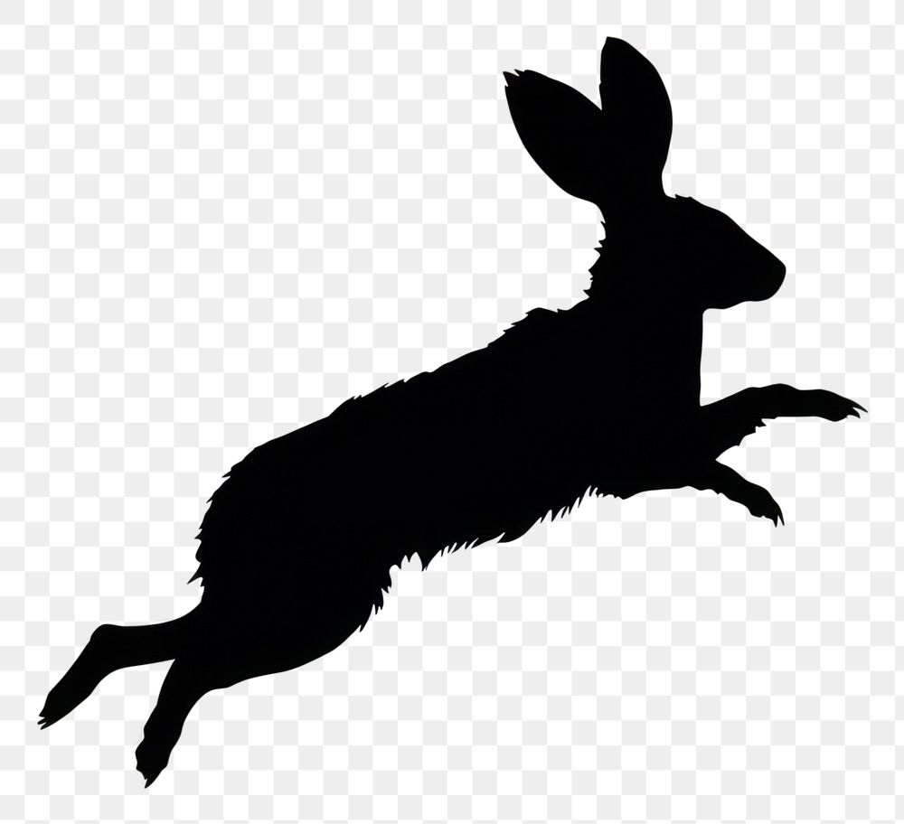 PNG Sillouette rabbit jumping silhouette kangaroo animal. AI generated Image by rawpixel.