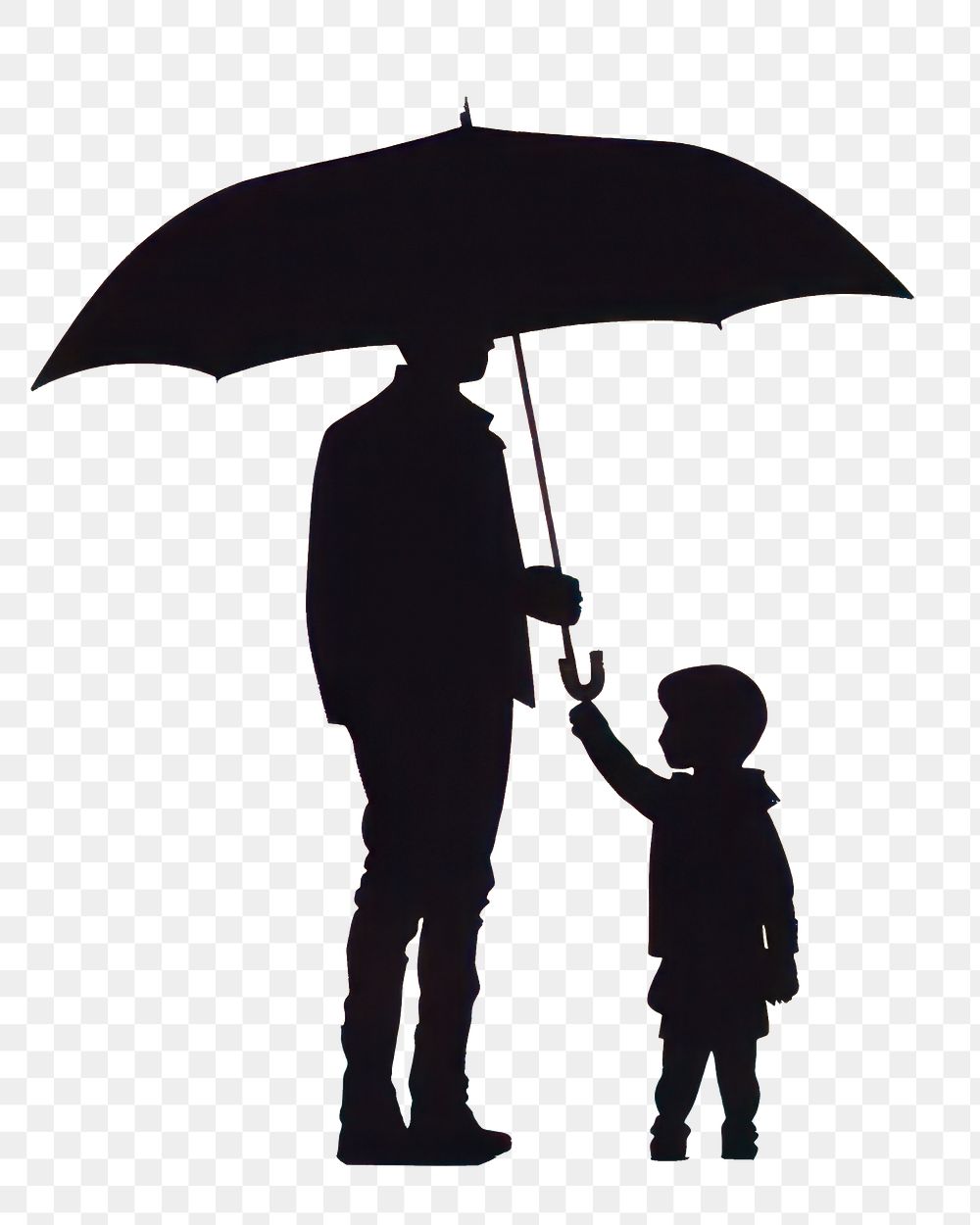 PNG Sillouette umbrella and kid silhouette outdoors sky. AI generated Image by rawpixel.