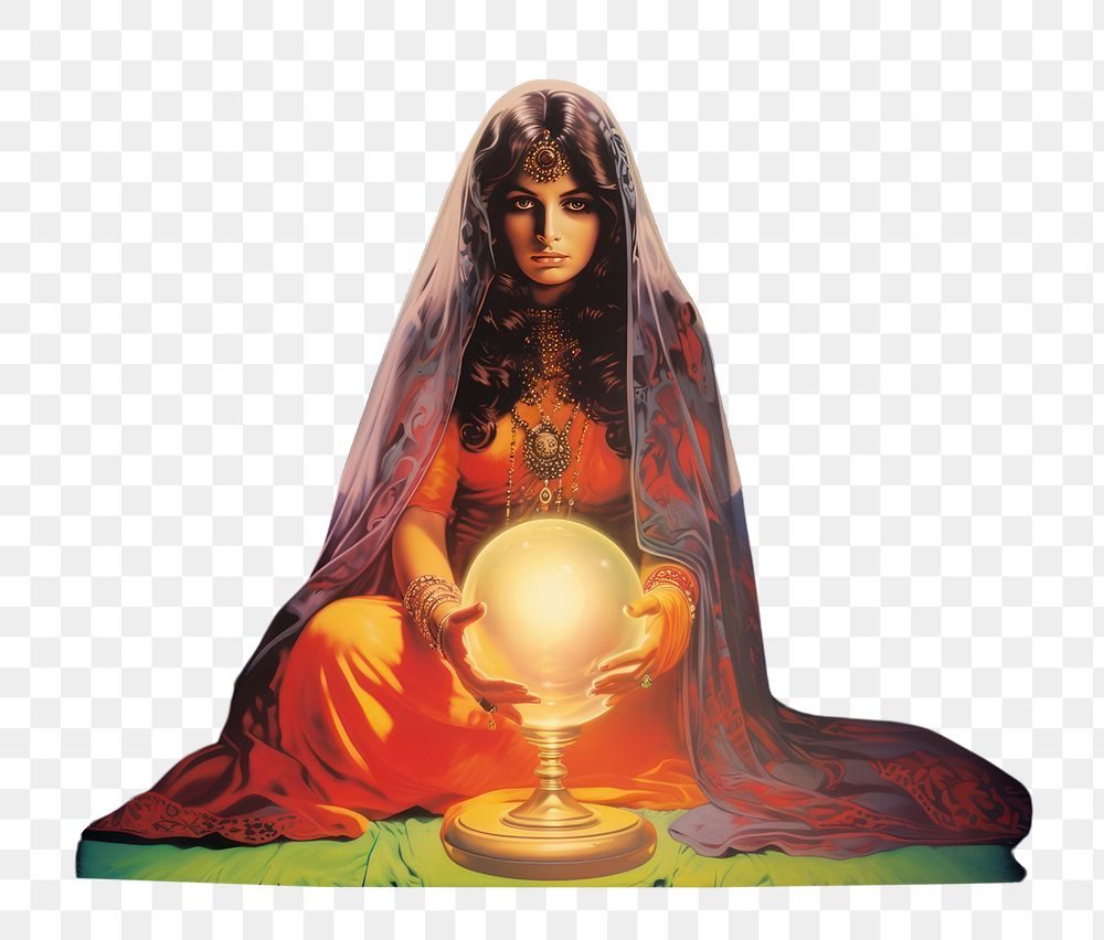 PNG A female gazing into a crystal ball portrait adult art