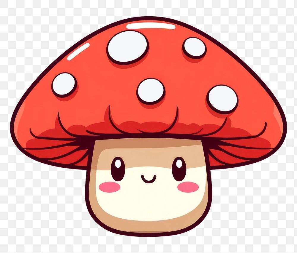 PNG Kawaii mushroom big simple lines vector fungus nature toadstool. 