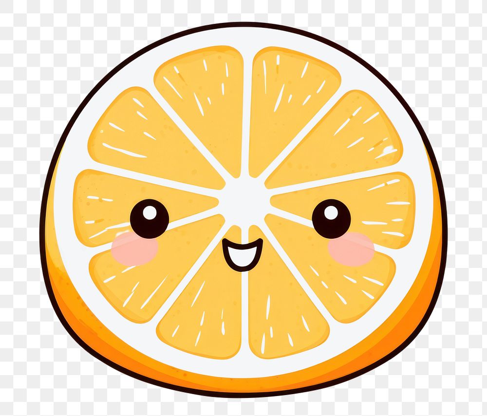 PNG Kawaii orange simple big lines vector grapefruit lemon food. AI generated Image by rawpixel.