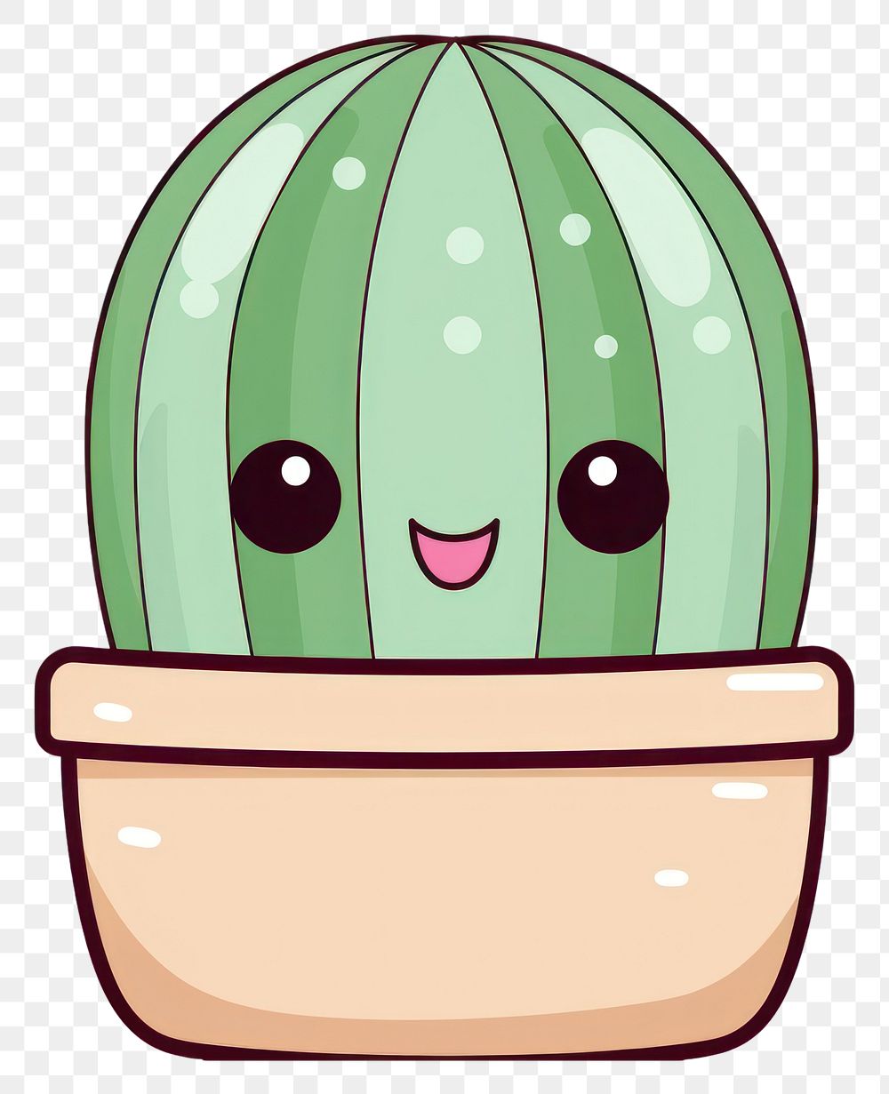 PNG Kawaii cactus big simple lines vector plant houseplant watermelon. AI generated Image by rawpixel.