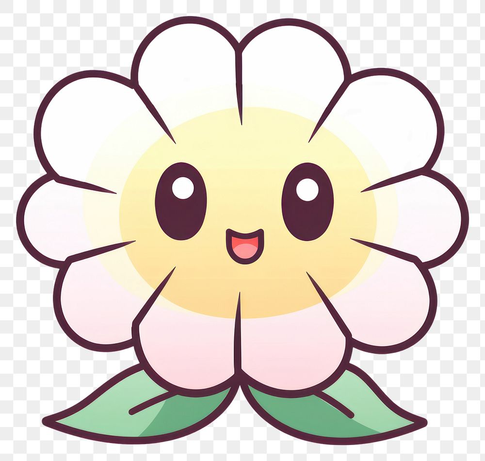 PNG Kawaii daisy big simple lines vector flower representation creativity. AI generated Image by rawpixel.