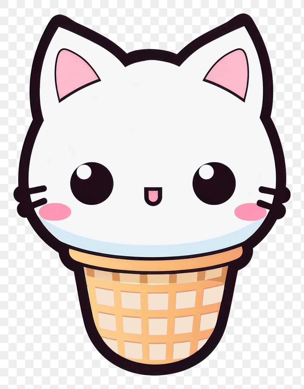 PNG Kawaii kitty ice cream big simple lines vector dessert representation carnivora. AI generated Image by rawpixel.