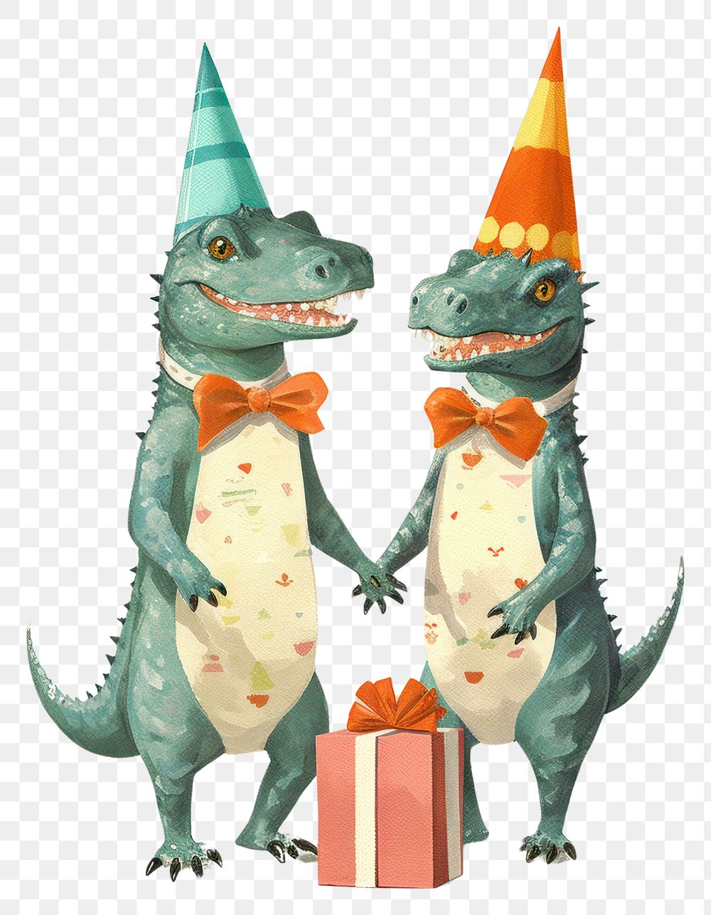 PNG  Happy 2 Chinese Dragons holding a giftboxs animal hat representation. AI generated Image by rawpixel.