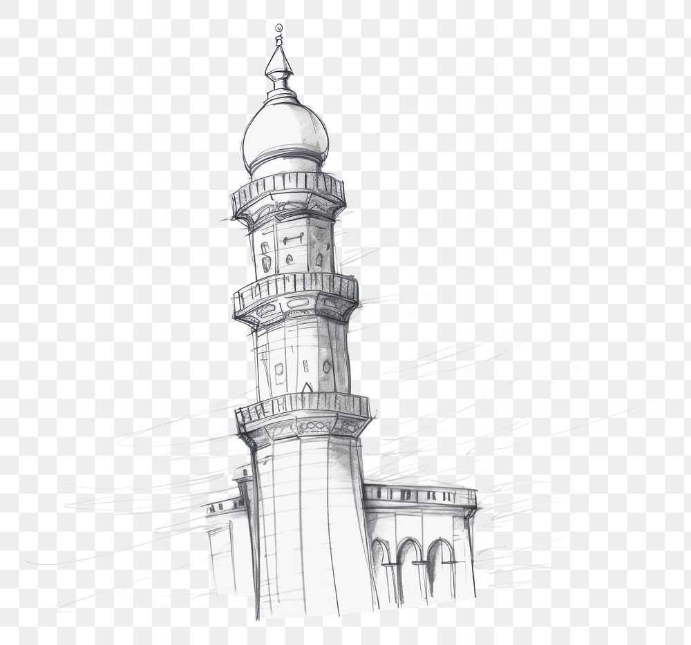PNG Islam tower drawing sketch architecture. AI generated Image by rawpixel.