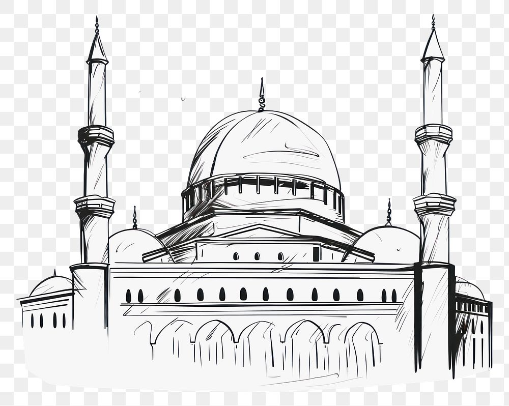 PNG Mosque drawing sketch architecture. AI generated Image by rawpixel.