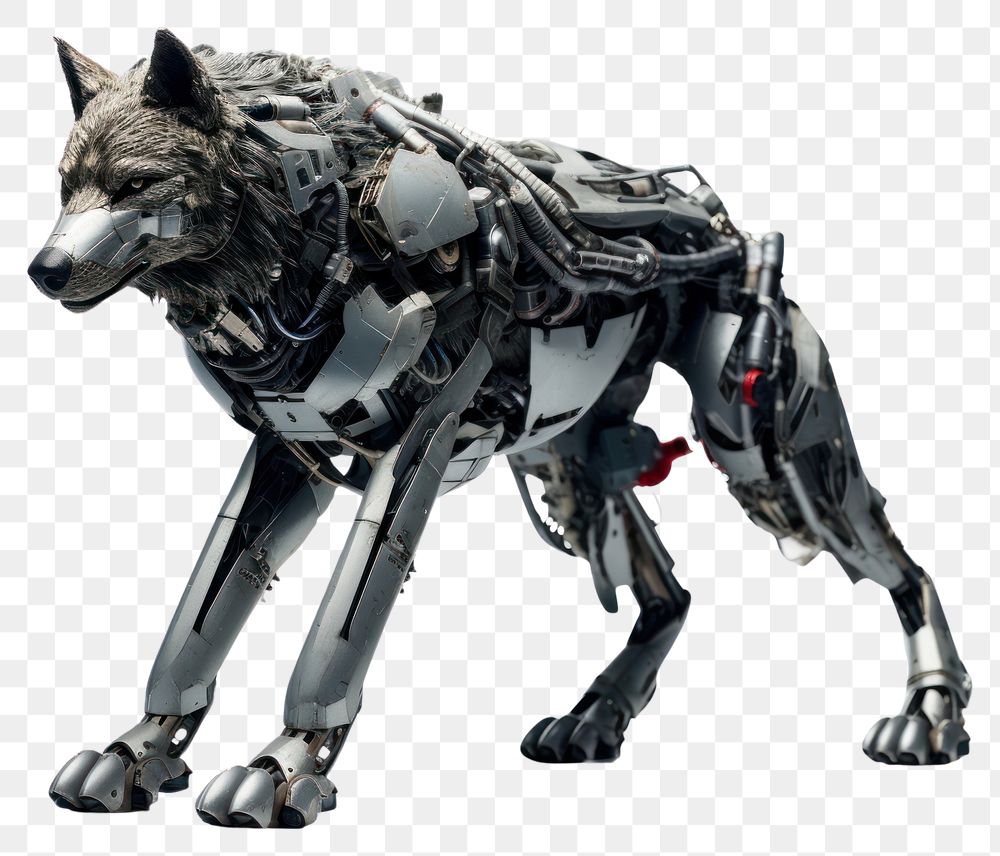 PNG Cyborg wolf animal mammal white background. AI generated Image by rawpixel.