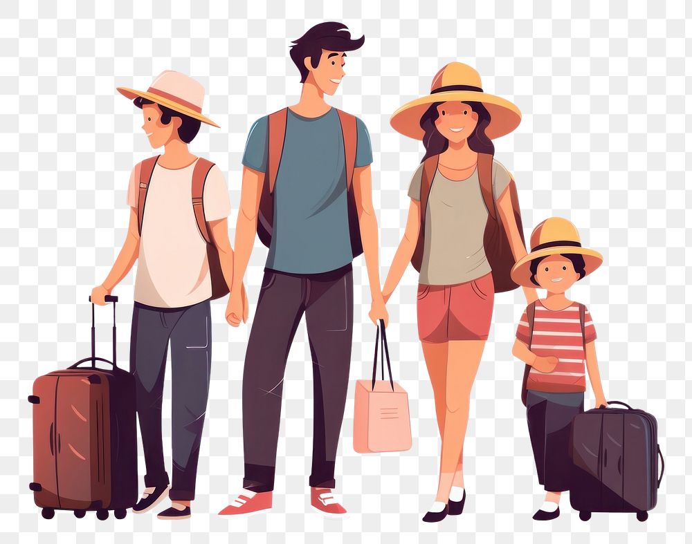PNG A family travel together suitcase footwear luggage. AI generated Image by rawpixel.
