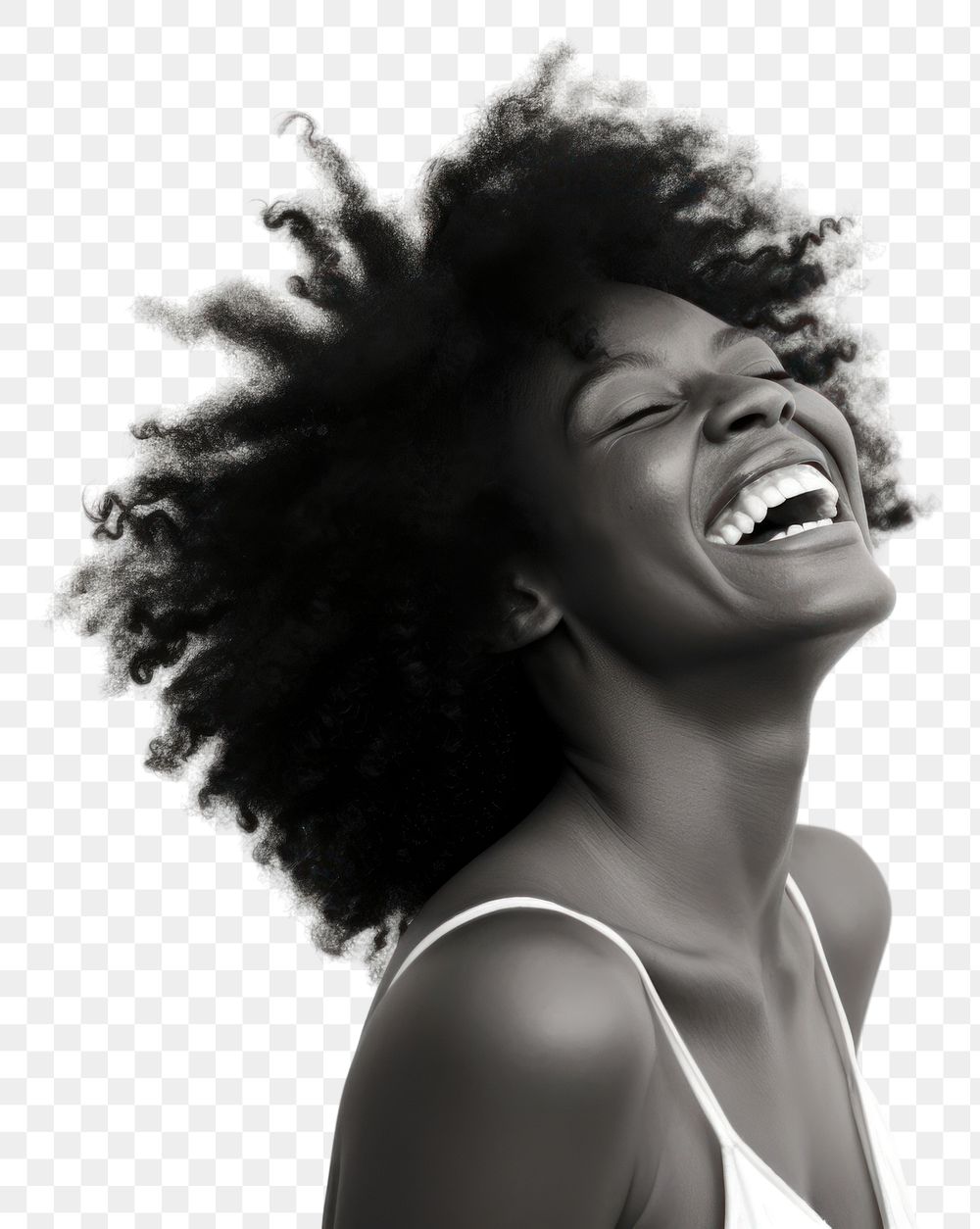 PNG Young black woman laughing adult white accessories. AI generated Image by rawpixel.