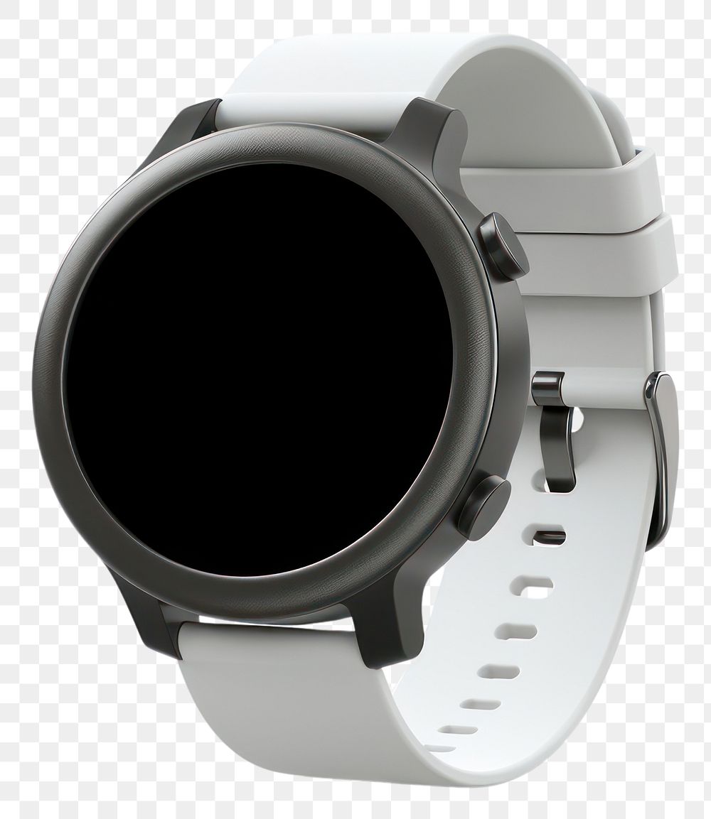 PNG  A smartwatch with blank screen for mock up wristwatch white background electronics. AI generated Image by rawpixel.