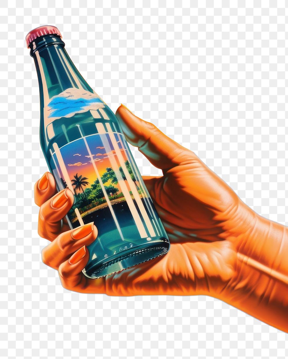 PNG A hand holding a beer bottle adult advertisement refreshment. AI generated Image by rawpixel.