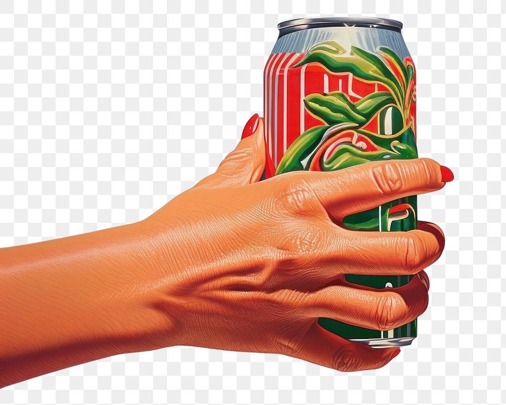 PNG A cola can holding hand refreshment. AI generated Image by rawpixel.