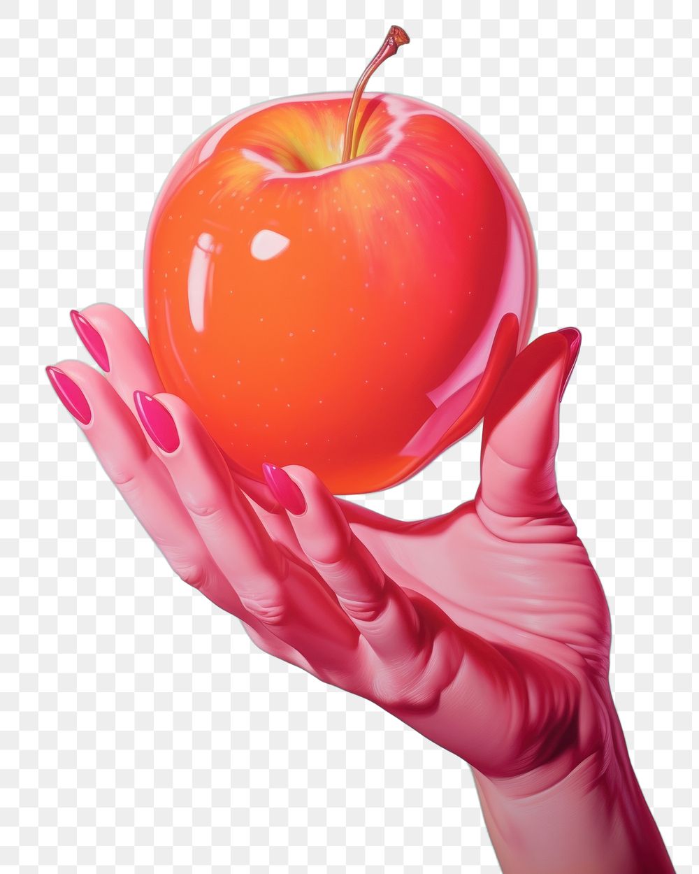 PNG A hand holding a peach produce apple fruit. AI generated Image by rawpixel.