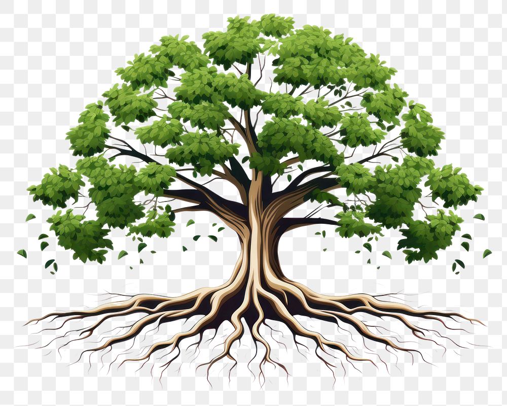 PNG Tree with roots plant green white background. AI generated Image by rawpixel.
