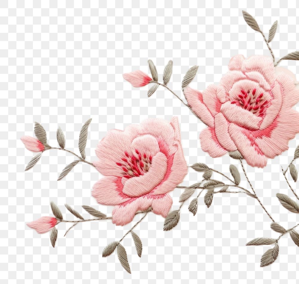 PNG Frame border little peony pattern embroidery flower. AI generated Image by rawpixel.