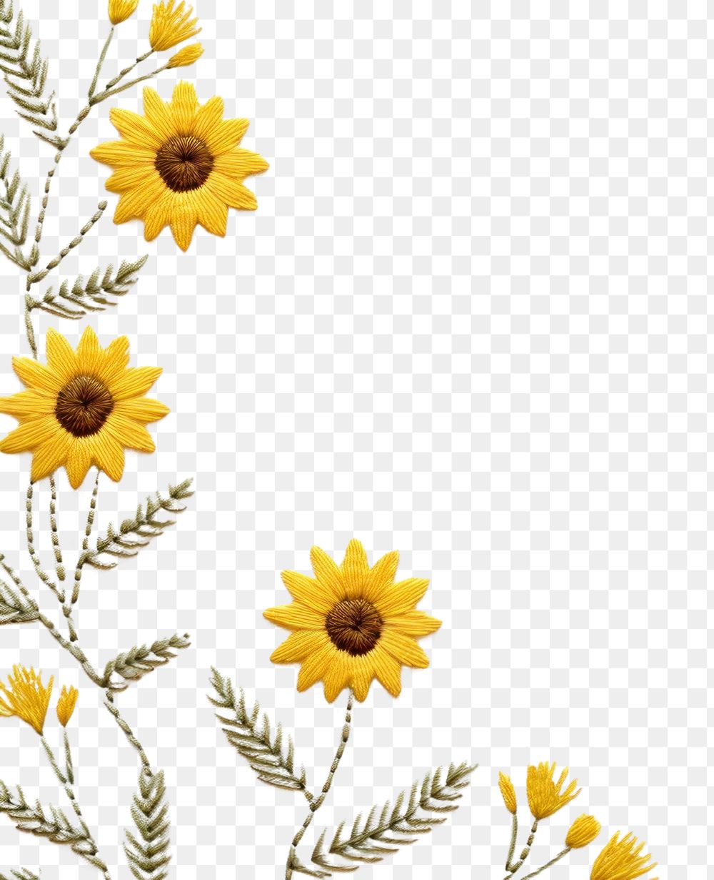 PNG Upper frame border with little sunflower pattern backgrounds embroidery. AI generated Image by rawpixel.