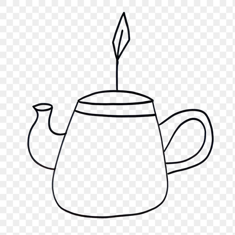 PNG Minimal illustration of tea pot and tea cup drawing teapot sketch. AI generated Image by rawpixel.