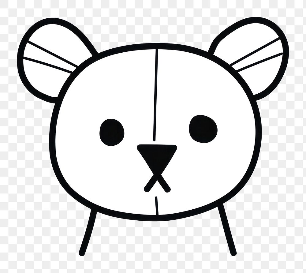 Minimal illustration of teddy bear with ribbon drawing sketch black. AI generated Image by rawpixel.