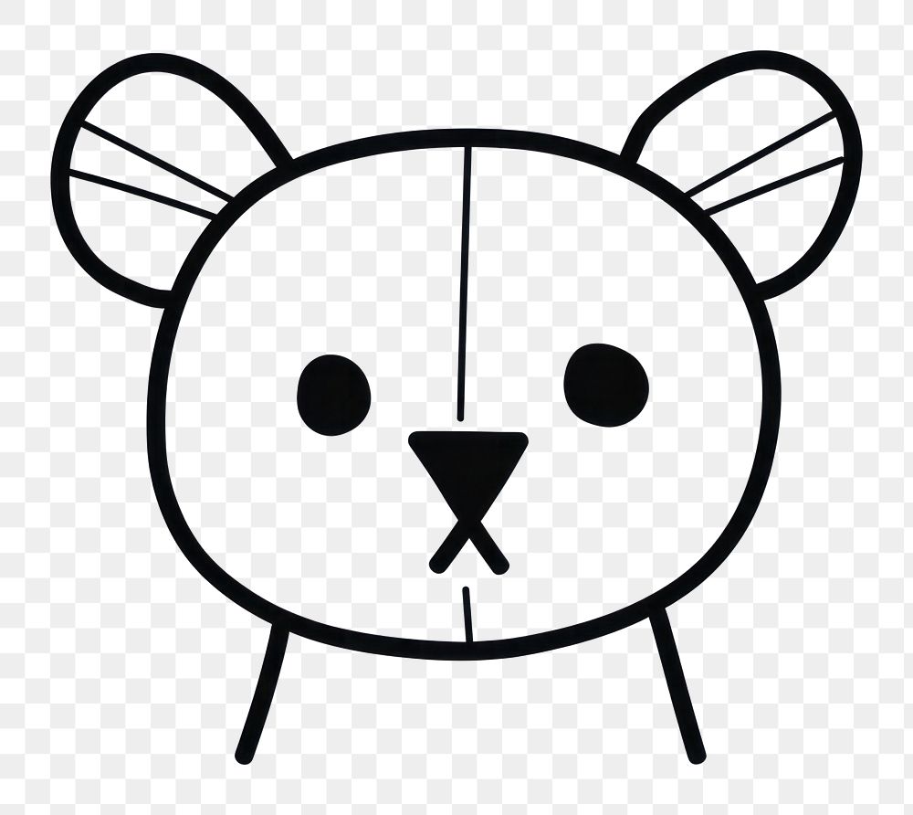PNG Minimal illustration of teddy bear with ribbon drawing sketch black. AI generated Image by rawpixel.