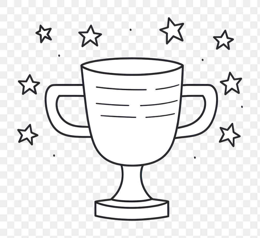 Minimal illustration of trophy with stars drawing sketch glass. AI generated Image by rawpixel.