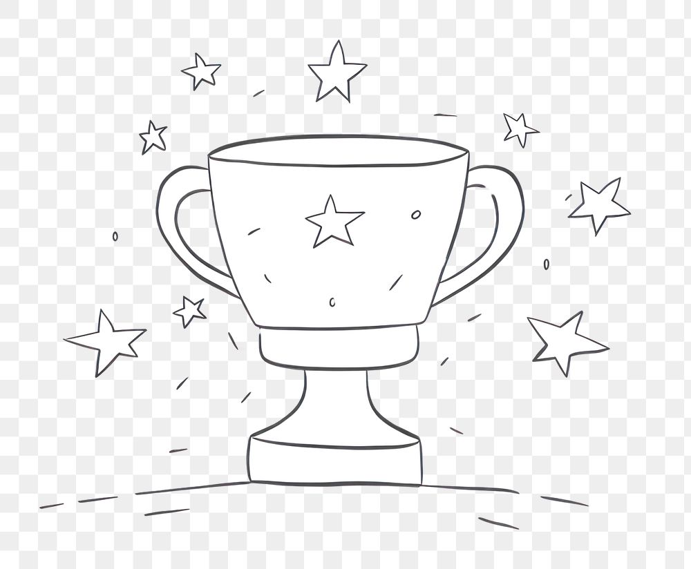 Minimal illustration of trophy with stars drawing sketch symbol. AI generated Image by rawpixel.