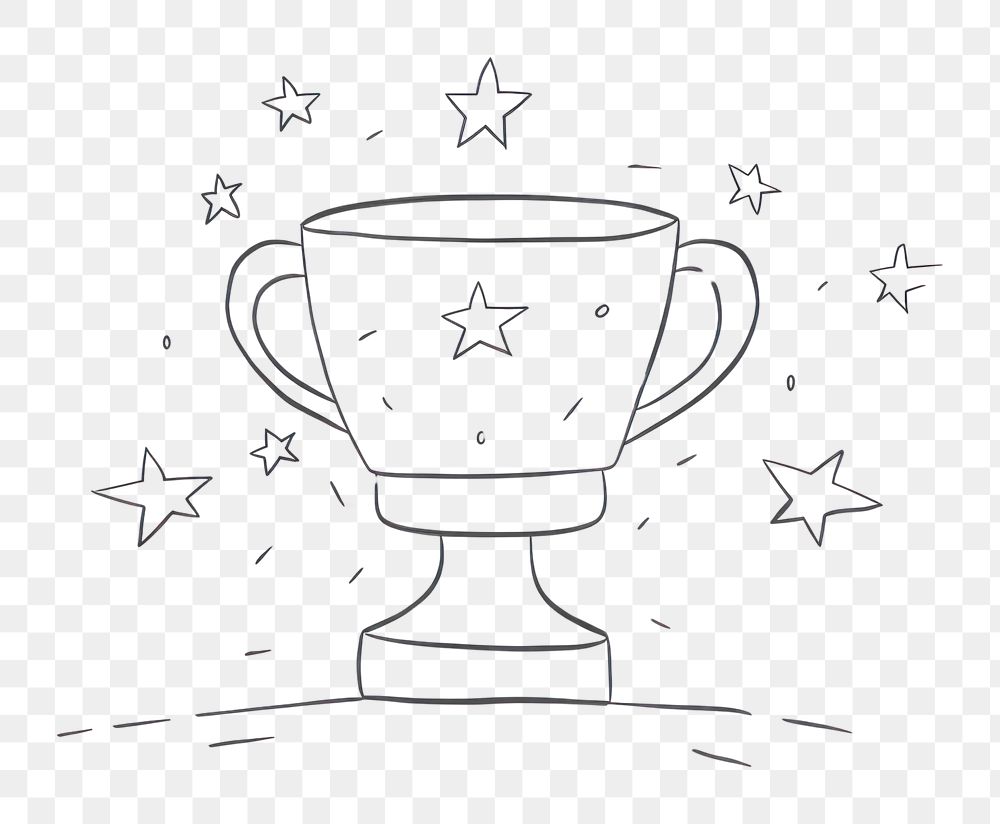PNG Minimal illustration of trophy with stars drawing sketch symbol. AI generated Image by rawpixel.
