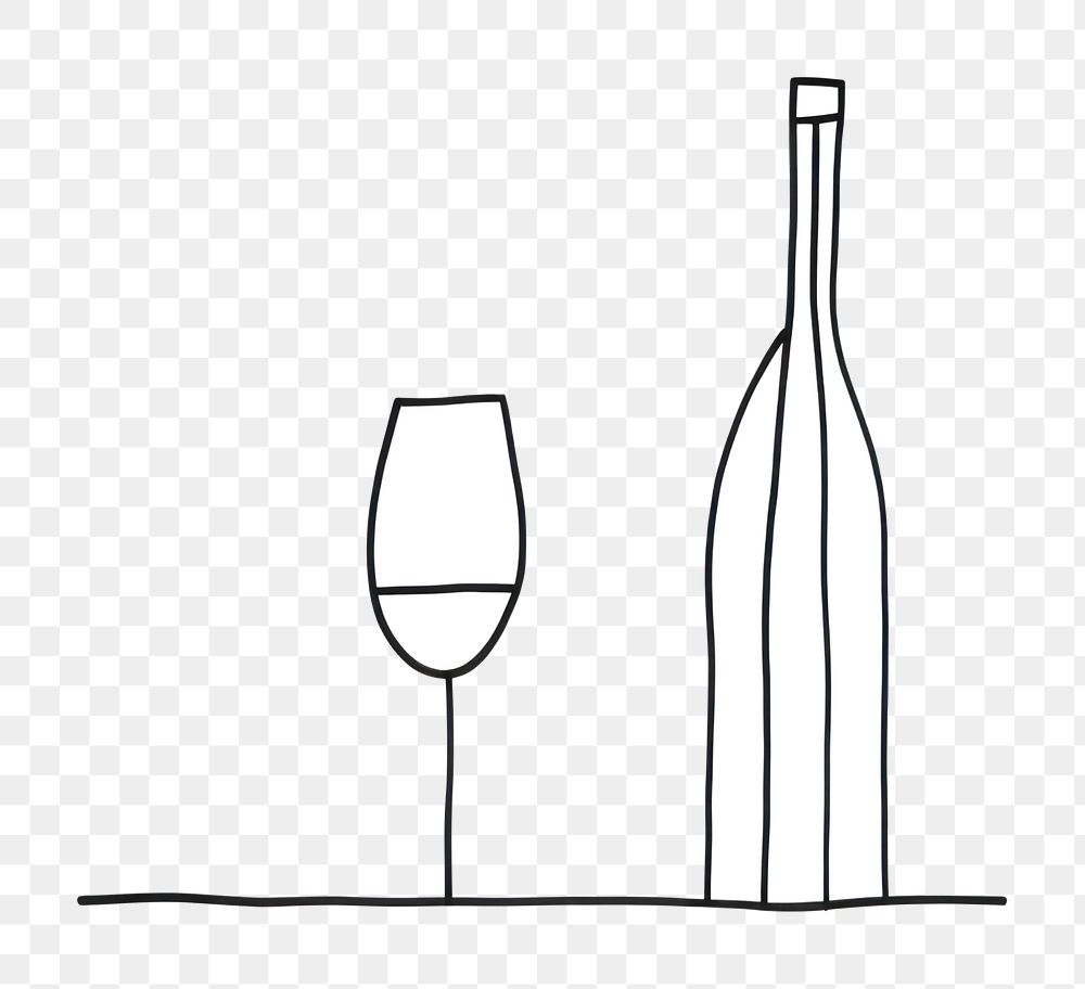 Minimal illustration of wine bottle and wine glass drawing sketch drink. AI generated Image by rawpixel.