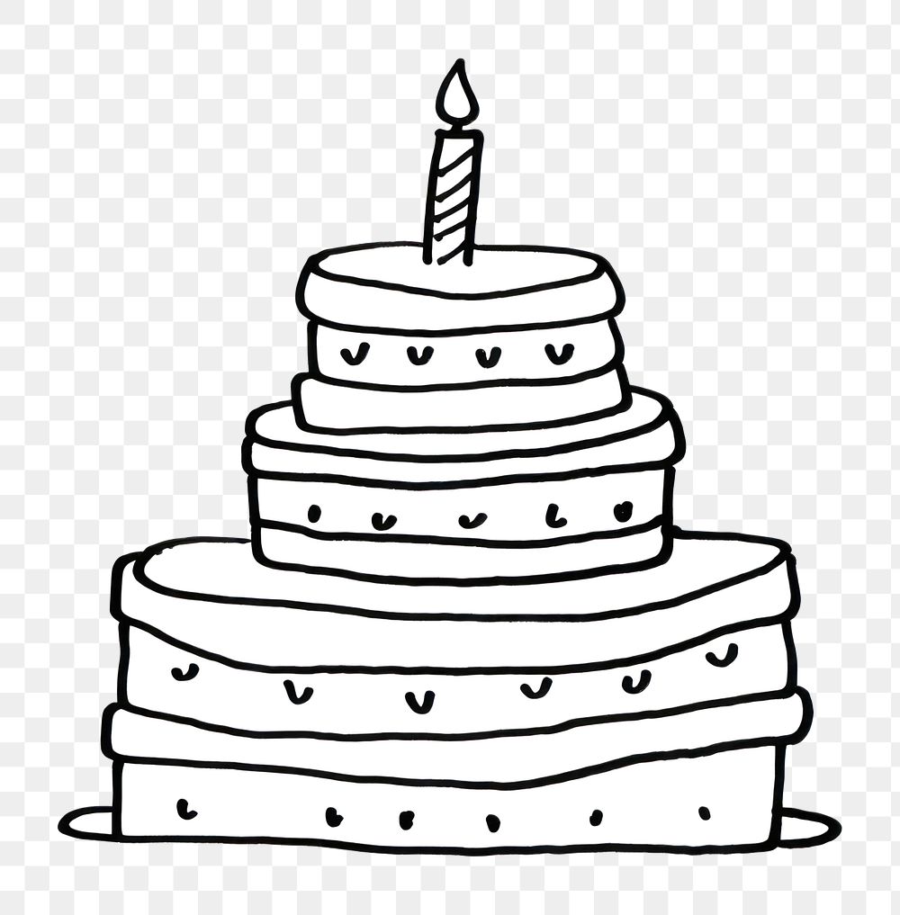 Minimal illustration of birthday cake drawing sketch dessert. AI generated Image by rawpixel.