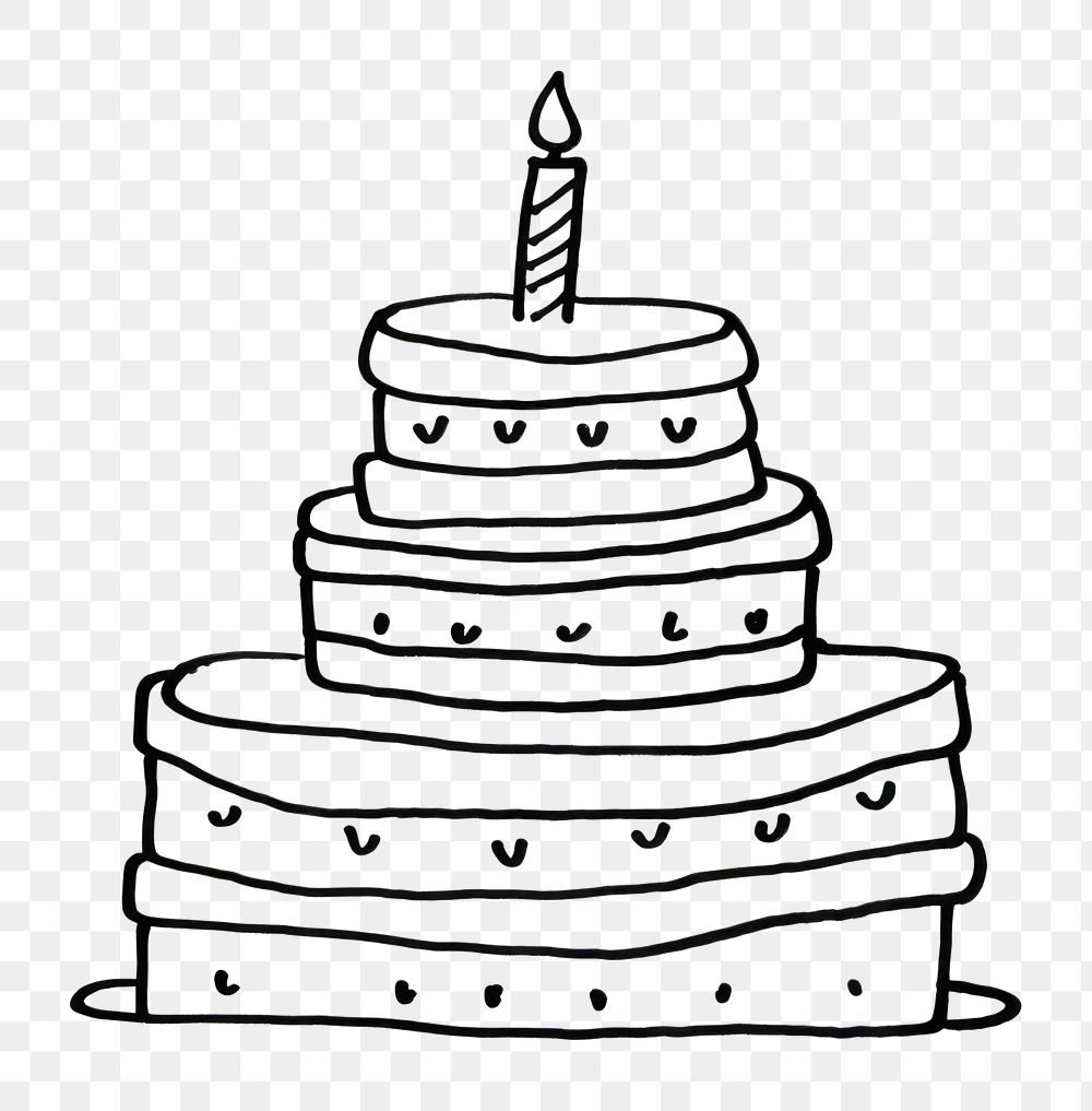 PNG Minimal illustration of birthday cake drawing sketch dessert. AI generated Image by rawpixel.