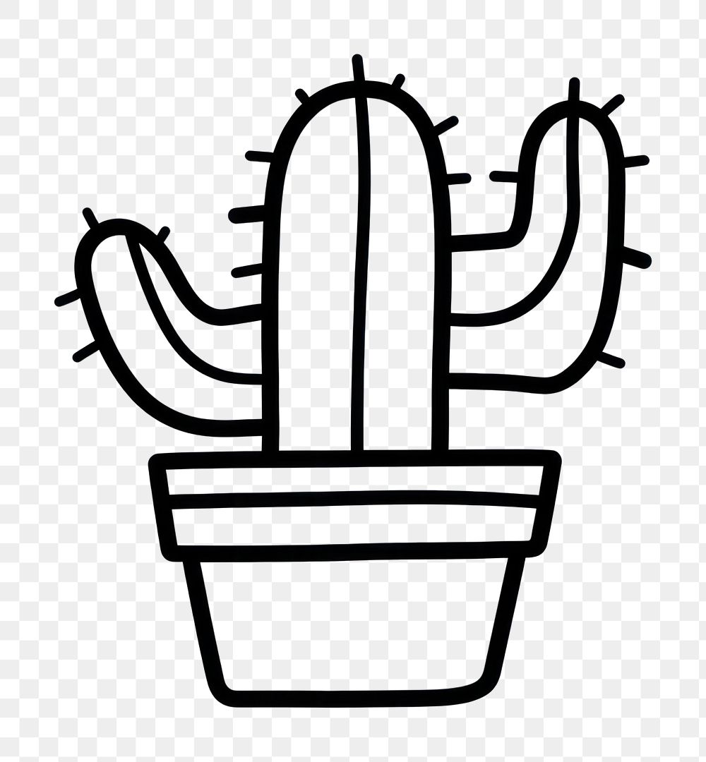 PNG Minimal illustration of cactus drawing sketch line. AI generated Image by rawpixel.