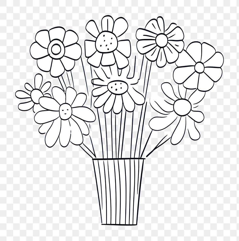 Minimal illustration of flower bouquet drawing sketch white. AI generated Image by rawpixel.