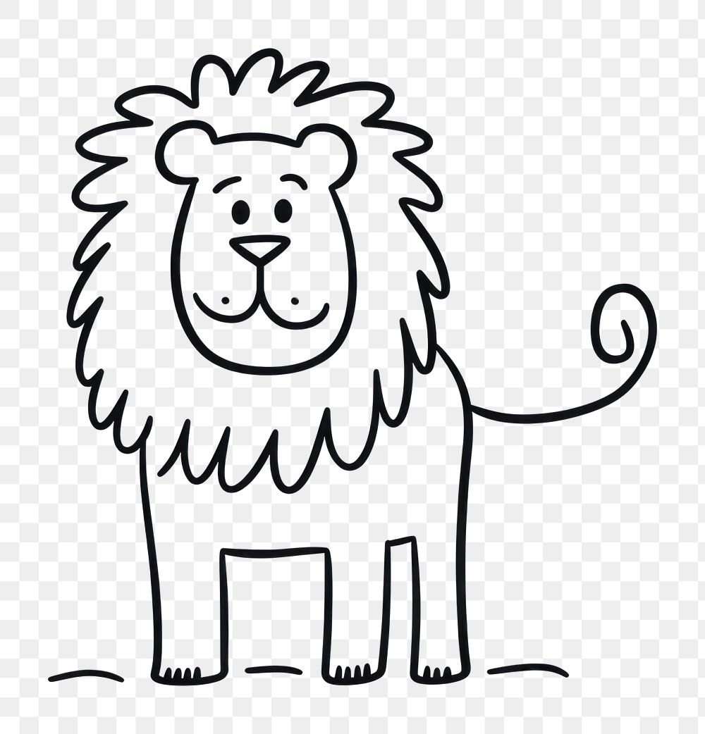 PNG Minimal illustration of happy lion drawing sketch mammal. AI generated Image by rawpixel.