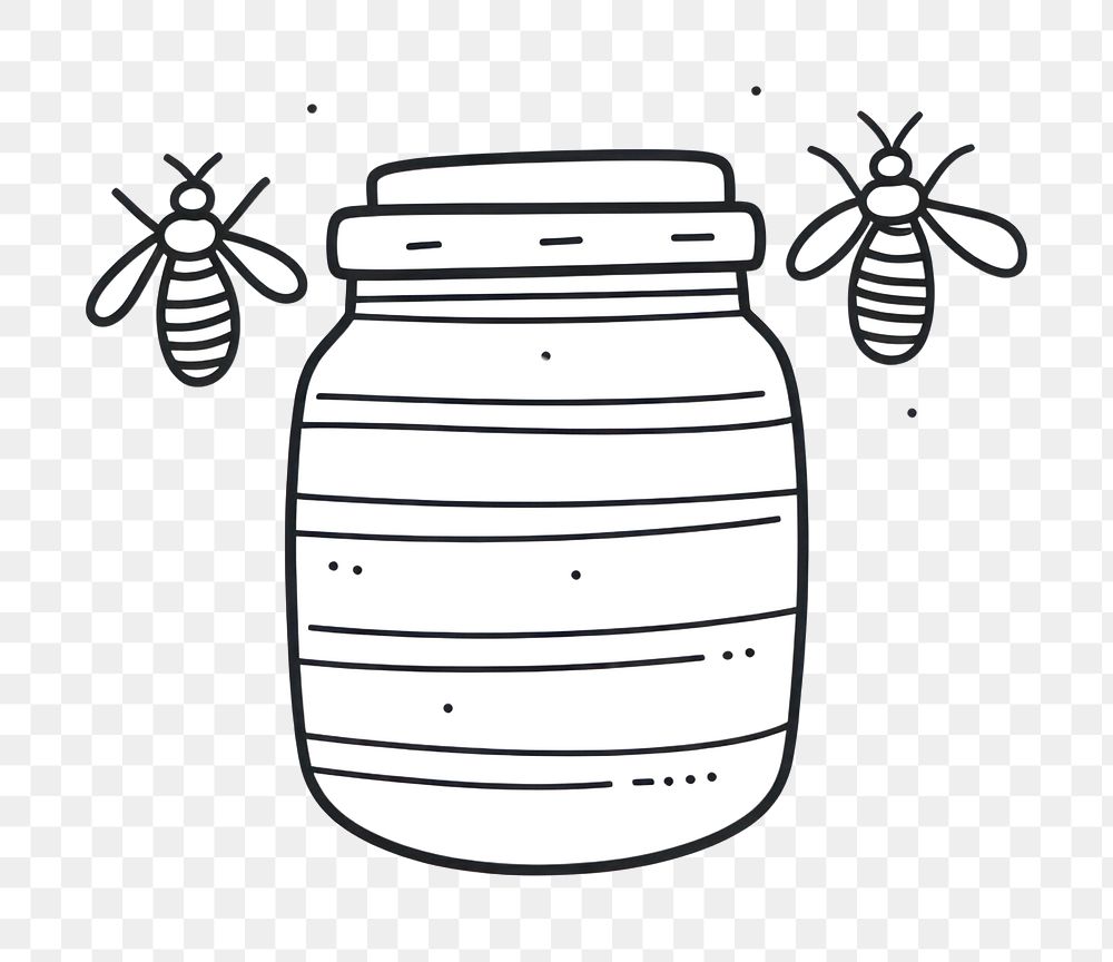Minimal illustration of honey jar drawing sketch line. AI generated Image by rawpixel.
