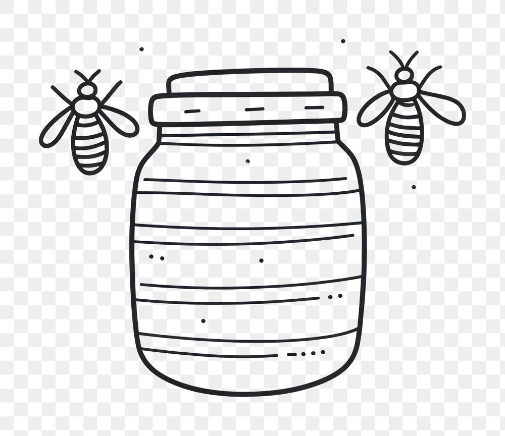 PNG Minimal illustration of honey jar drawing sketch line. AI generated Image by rawpixel.