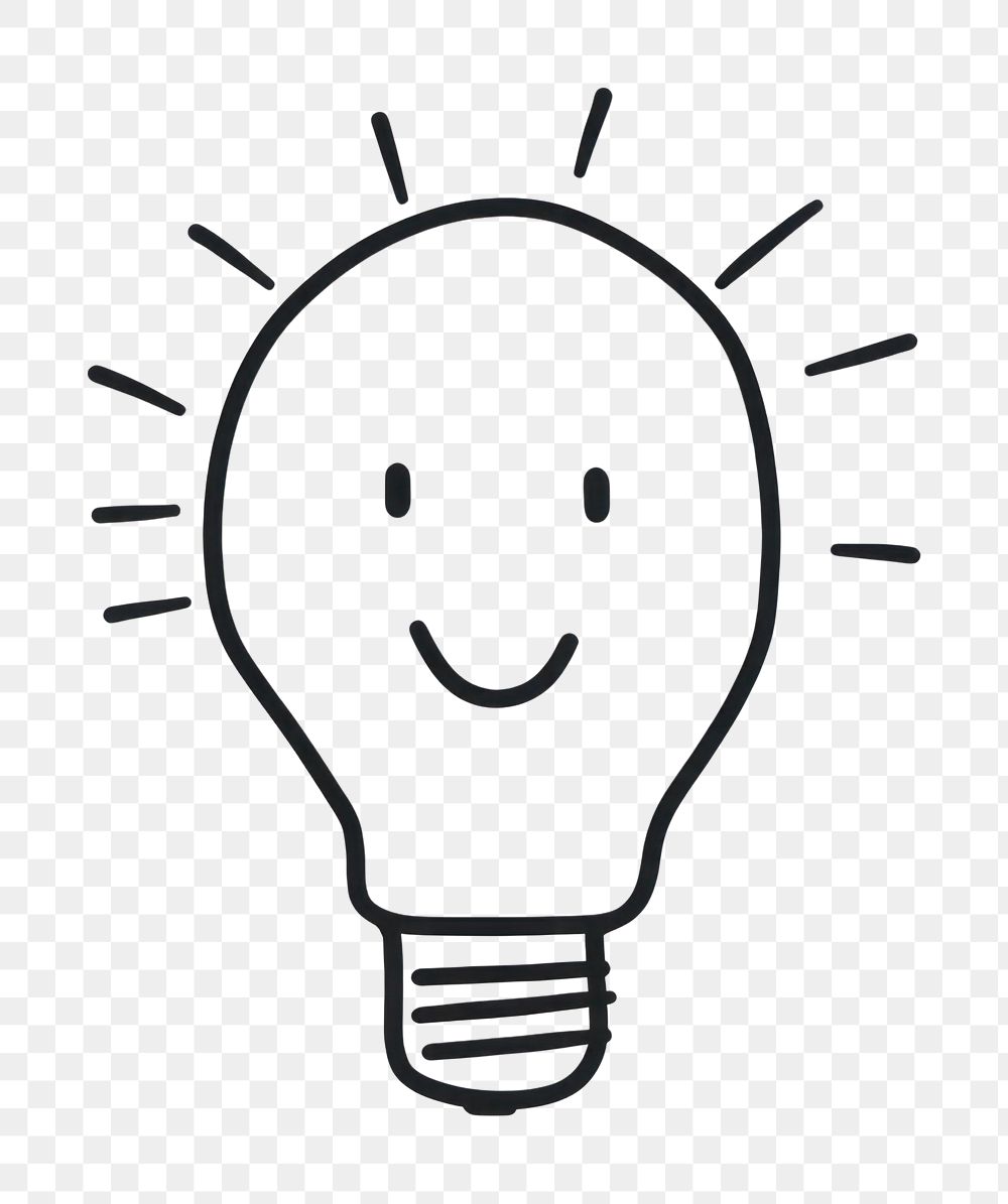 PNG Minimal illustration of lightbulb drawing sketch white. AI generated Image by rawpixel.