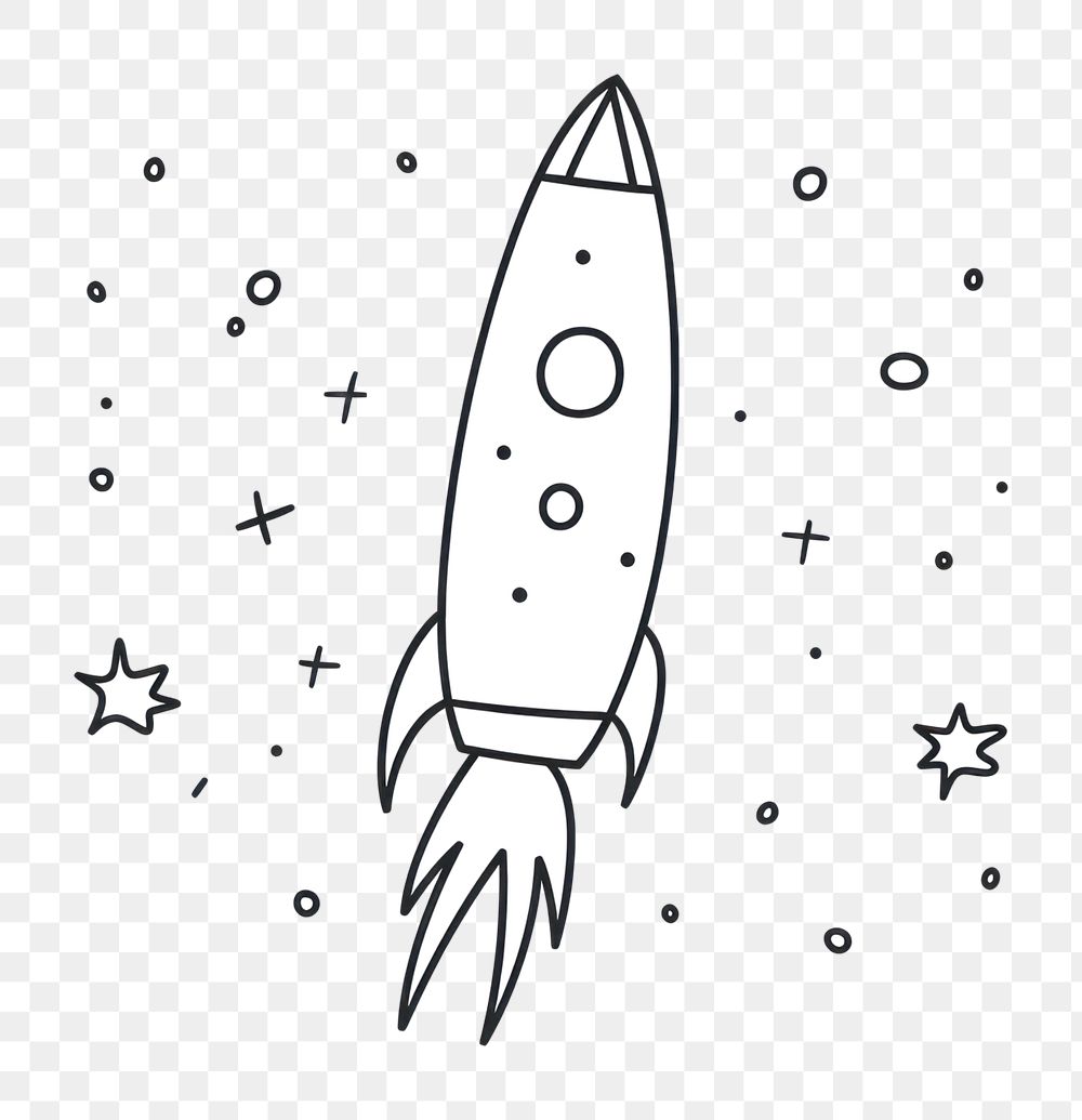Minimal illustration of rocket drawing sketch line. AI generated Image by rawpixel.
