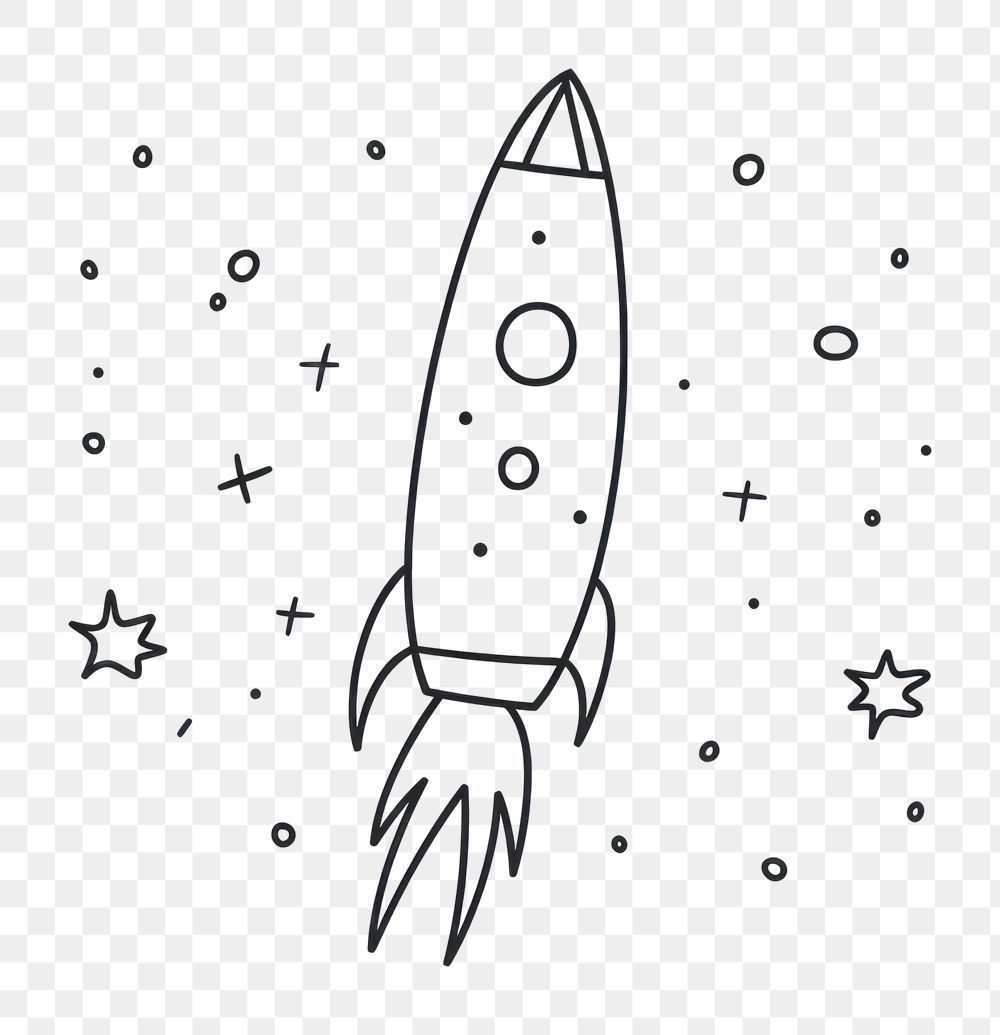 PNG Minimal illustration of rocket drawing sketch line. AI generated Image by rawpixel.
