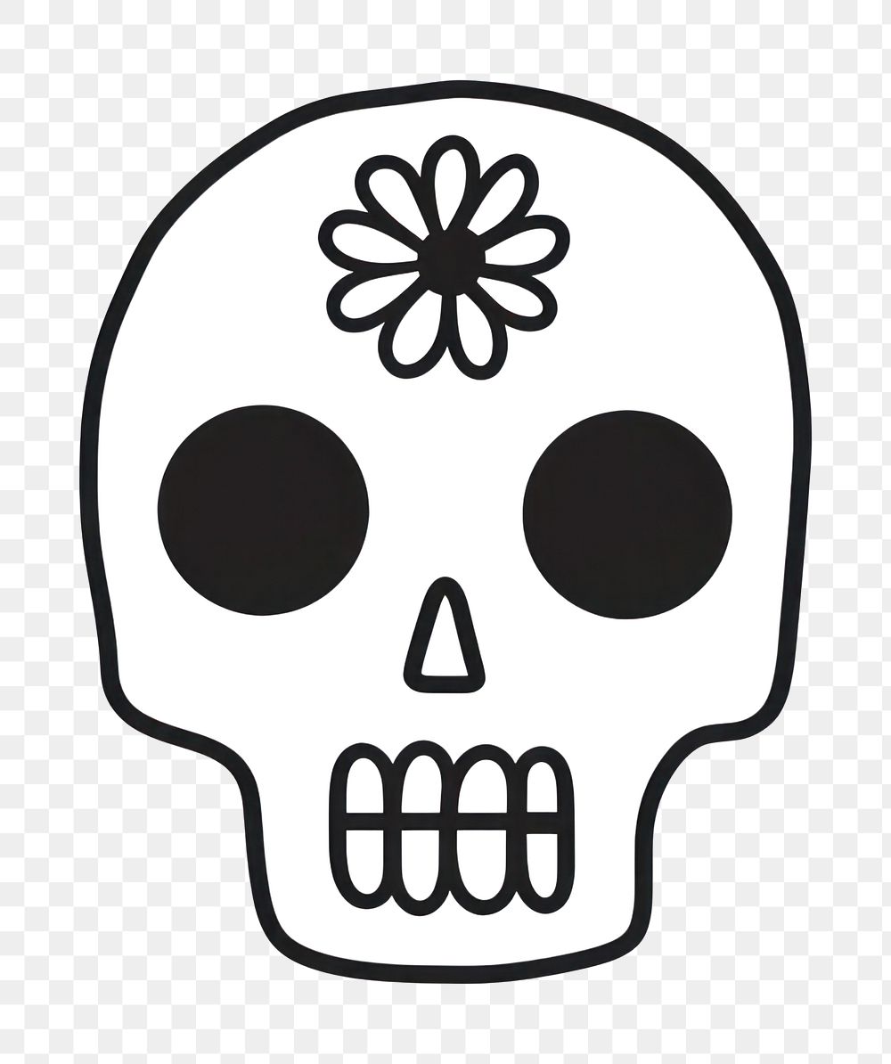 Minimal illustration of skull with flowers drawing sketch white. AI generated Image by rawpixel.
