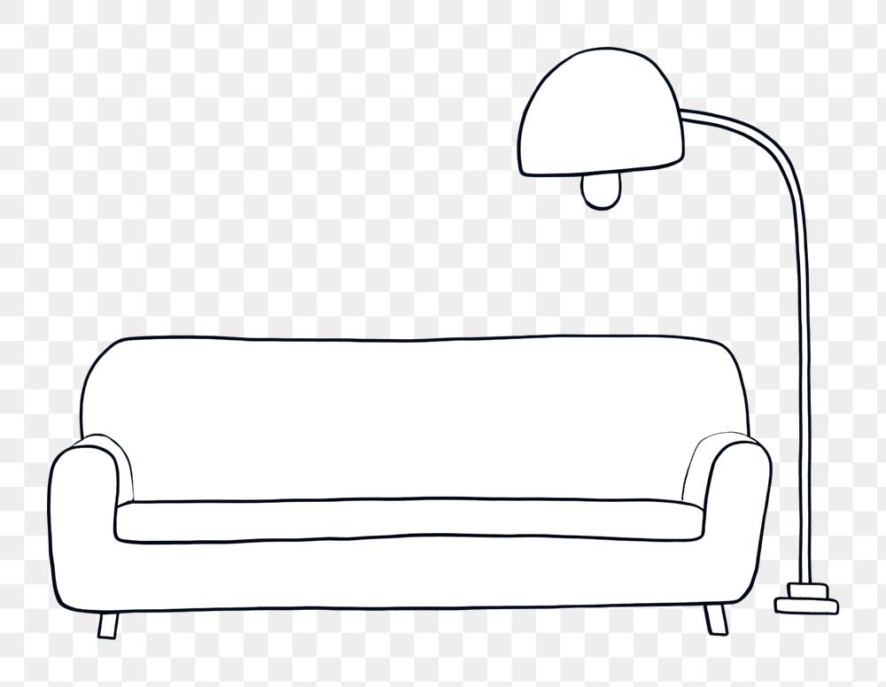 Minimal illustration of sofa and lamp furniture drawing sketch. AI generated Image by rawpixel.