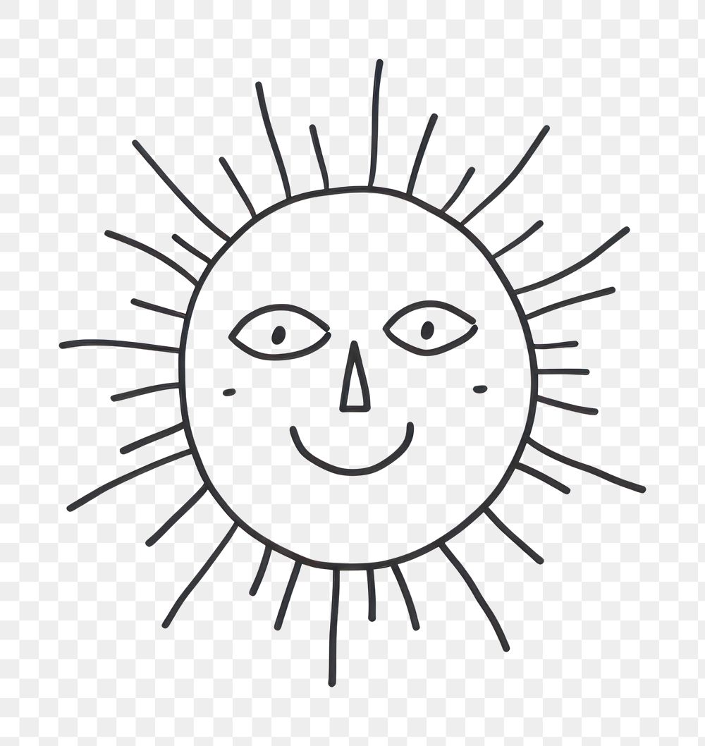 PNG Minimal illustration of sun drawing sketch line. AI generated Image by rawpixel.