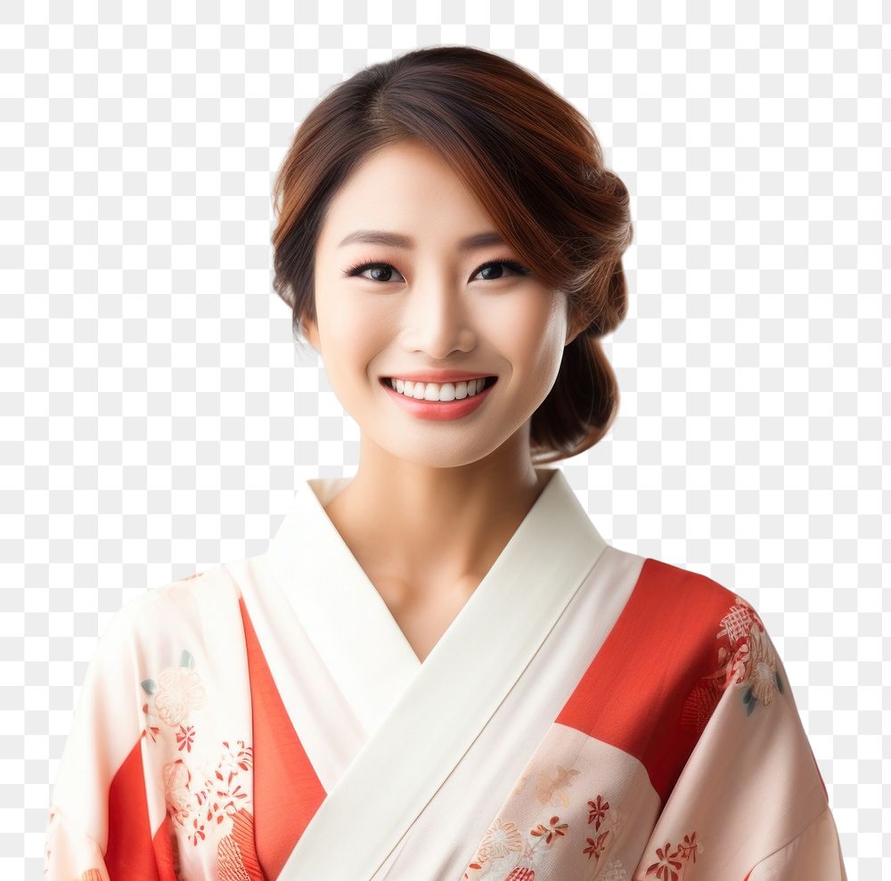 PNG Japanese woman wearing kimono fashion smiling adult. AI generated Image by rawpixel.