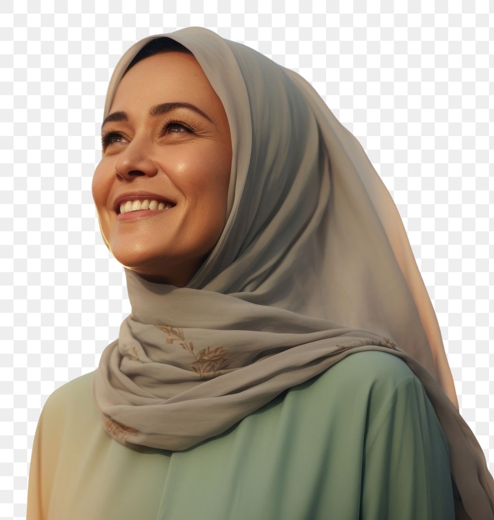 PNG Middle age woman wearing hijab smiling smile scarf. AI generated Image by rawpixel.